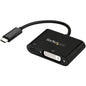 StarTech.com USB C to DVI Adapter with 60W Power Delivery Pass-Through - 1080p USB Type-C to DVI-D Video Display Converter - Black - USB-C (DP 1.2 Alt Mode HBR2) to DVI-D video display adapter with 60W Power Delivery pass-through charging - 1920x1200/108 - PuriLite