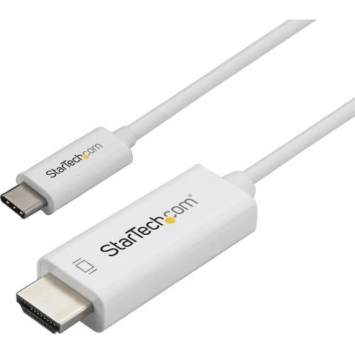 StarTech.com 10ft (3m) USB C to HDMI Cable - 4K 60Hz USB Type C DP Alt Mode to HDMI 2.0 Video Display Adapter Cable -Works w/Thunderbolt 3 - White 10ft/3m USB Type C DP Alt Mode HBR2 to HDMI 2.0 Cable 4K 60Hz/1080p | 7.1 Audio | HDCP 2.2/1.4 - Video Adap - PuriLite