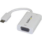 StarTech.com USB C to VGA Adapter with 60W Power Delivery Pass-Through - 1080p USB Type-C to VGA Video Converter w/ Charging - White - USB-C (DP 1.2 Alt Mode HBR2) to VGA video display adapter w/ 60W Power Delivery pass-through charging; 2048x1280/1920x1 - PuriLite
