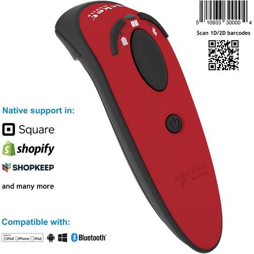 Socket Communication Socket Mobile DuraScanÂ® D760, Ultimate Barcode Scanner, DotCode & Travel ID Reader, Red - Wireless Connectivity - 30" (762 mm) Scan Distance - 1D, 2D - Imager - Bluetooth - Red - PuriLite