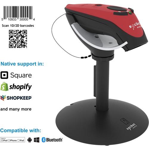 Socket Communication Socket Mobile DuraScan D760 Ultimate Barcode Scanner and Passport Reader, v20 - Wireless Connectivity - 30" (762 mm) Scan Distance - 1D, 2D - Laser - Bluetooth - Red - Stand Included - PuriLite