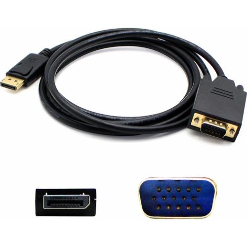 Add-On Computer AddOn Bulk 5 Pack 6ft (2M) Displayport to VGA Black Adapter - M/M - 6 ft DisplayPort/VGA Video Cable for Video Device, Monitor - First End: 1 x DisplayPort Male Digital Audio/Video - Second End: 1 x HD-15 Male VGA - Black - 5 - PuriLite