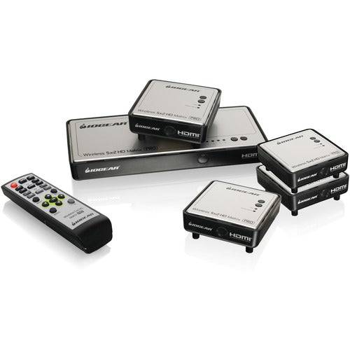 IOGEAR Long Range Wireless 5x2 HDMI Matrix PRO with 3 Additional Receivers - 1920 x 1080 - Full HD - 5 x 5 - TV - 5 x HDMI Out - Component Video In - PuriLite