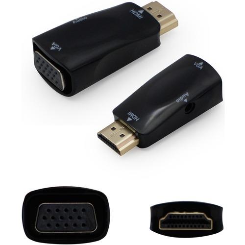 Add-On Computer AddOn HDMI/VGA Audio/Video Adapter - 5 Pack - 1 x HDMI Male Digital Audio/Video - 1 x HD-15 Female Video, 1 x Mini-phone Female Audio - Black - PuriLite