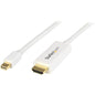 StarTech.com Mini DisplayPort to HDMI Converter Cable - 3 ft (1m) - 4K - White - Eliminate clutter by connecting your PC directly to an HDMI display using this short 3ft cable - Mini DisplayPort to HDMI converter - DisplayPort to HDMI cable - mDP to HDMI - PuriLite