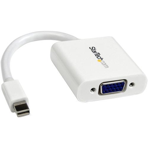 StarTech.com Mini DisplayPort to VGA Adapter - White - 1080p - Thunderbolt to VGA Monitor Adapter - Mini DP to VGA Converter - Connect a VGA display to a Mini-DisplayPort-equipped PC or Mac computer - mini displayport to vga adapter - mini displayport to - PuriLite