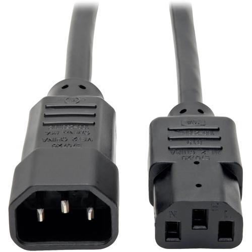 Tripp Lite 2ft Computer Power Cord Extension Cable C14 to C13 10A 18AWG 2' - For Computer - 100 V AC / 10 A, 250 V AC - Black - 2 ft Cord Length - PuriLite