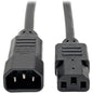 Tripp Lite 2ft Computer Power Cord Extension Cable C14 to C13 10A 18AWG 2' - For Computer - 100 V AC / 10 A, 250 V AC - Black - 2 ft Cord Length - PuriLite
