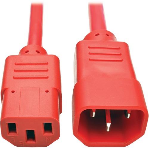 Tripp Lite Power Extension Cord - For Computer, Scanner, Printer, Monitor, Power Supply, Workstation - 230 V AC / 15 A - Red - 2 ft Cord Length - PuriLite