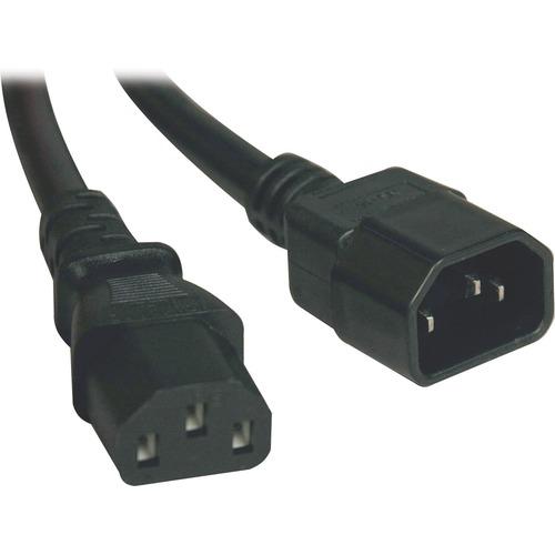 Tripp Lite 3ft Power Cord Extension Cable C14 to C13 Heavy Duty 15A 14AWG 3' - 14 Gauge - 250 V AC / 15 A - Black - 3 ft Cord Length - PuriLite
