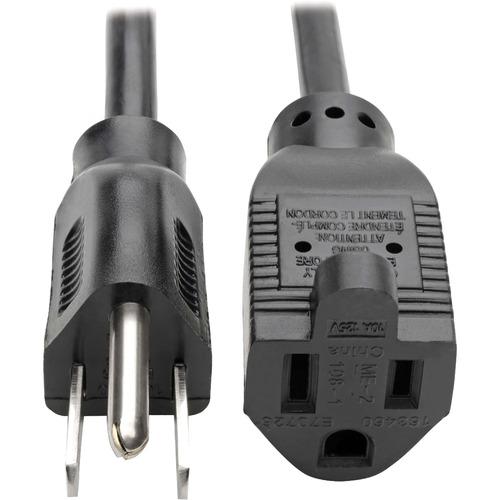 Tripp Lite 1ft Power Cord Extension Cable 5-15P to 5-15R 10A 18AWG 1' - 130V AC0.3m - PuriLite