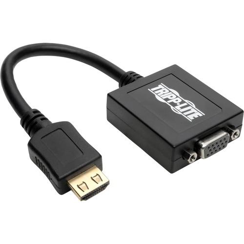 Tripp Lite 6in HDMI to VGA Adapter Converter with Audio Video for Ultrabook / Laptop / Desktop 6" - 6" HDMI/Mini-phone/VGA A/V Cable for Audio/Video Device, Notebook, Ultrabook, Speaker, Projector, Monitor - First End: 1 x HDMI Male Digital Audio/Video - - PuriLite