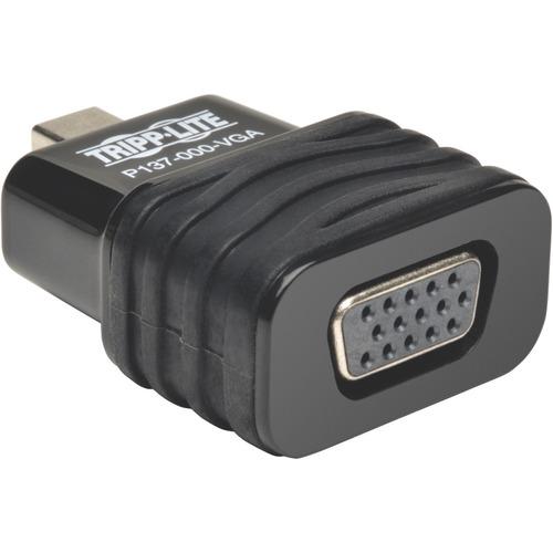 Tripp Lite Mini DisplayPort to VGA Adapter Active Converter Compact DP to VGA M/F - 1 x Mini DisplayPort Male Digital Audio/Video - 1 x HD-15 Female VGA - 1920 x 1200 Supported - Black - PuriLite