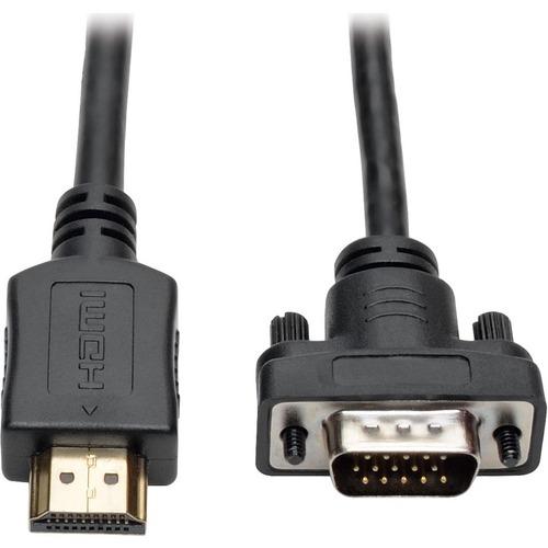Tripp Lite P566-010-VGA HDMI to VGA Active Converter Cable, 10 ft. - 10 ft HDMI/VGA Video Cable for Video Device, Monitor, Projector, TV, Blu-ray Player - First End: 1 x HDMI Male Digital Audio/Video - Second End: 1 x HD-15 Male VGA - Supports up to 1920 - PuriLite