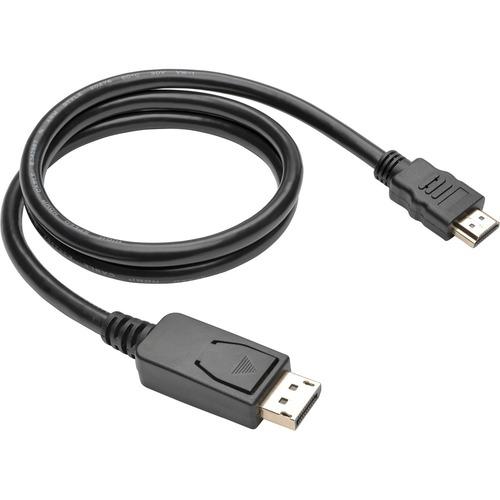 Tripp Lite P582-003-V2 DisplayPort 1.2 to HDMI Adapter Cable, 3 ft. - 3 ft DisplayPort/HDMI A/V Cable for Audio/Video Device, Monitor, Projector, TV, Graphics Card - First End: 1 x DisplayPort Male Digital Audio/Video - Second End: 1 x HDMI Male Digital - PuriLite