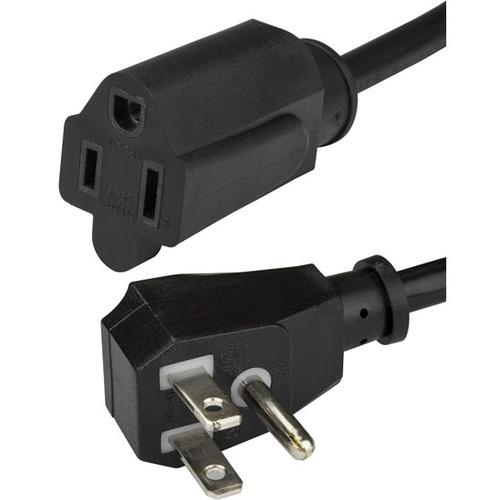 StarTech.com 1.5 ft 18in Power Extension Cord - Flat Extension Cord - Flat NEMA 5-15P to NEMA 5-15R - Low Profile Extension Cord - NEMA Power Cord - 120 V AC - Black - 1.5 ft Cord Length - North America - 1 - PuriLite