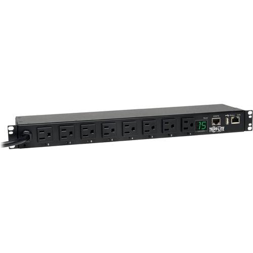 Tripp Lite PDUMH15NET2LX 8-Outlet PDU - Switched - NEMA 5-15P - 8 x NEMA 5-15R - 120 V AC - 1U - Horizontal - Rack-mountable - TAA Compliant - PuriLite