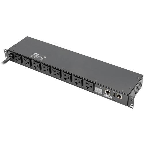 Tripp Lite PDUMH20NET2LX 1.9kW Single-Phase Switched PDU - Switched - NEMA L5-20P/5-20P - 8 x NEMA 5-15/20R - 120 V AC - Network (RJ-45) - 1U - Horizontal - Rack-mountable - TAA Compliant - PuriLite
