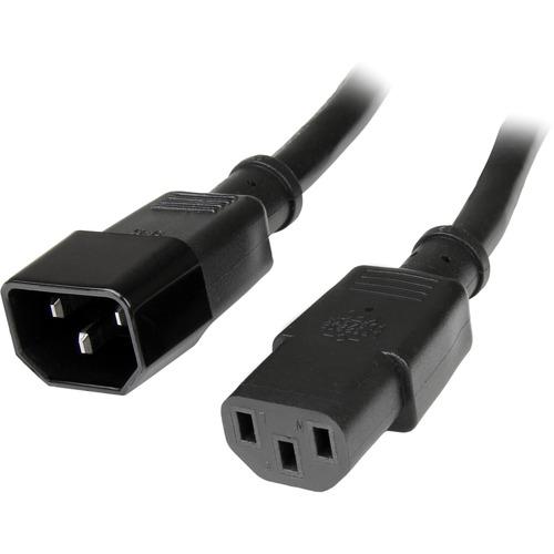 StarTech.com 6 ft 14 AWG Computer Power Cord Extension - C14 to C13 - 6ft - IEC 60320 C14 - IEC 60320 C13 125V AC - 15A - Black - PuriLite