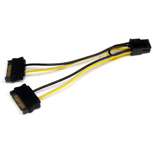 Startech Star Tech.com 6in SATA Power to 6 Pin PCI Express Video Card Power Cable Adapter - Convert two 15-pin SATA power supply connectors to a 6-pin PCI Express video card power connector - sata to pci express power - sata to pcie power - sata to 6 pin - PuriLite