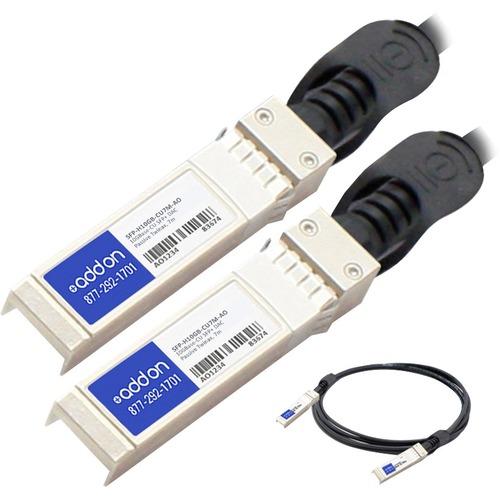 Add-On Computer AddOn Twinaxial Network Cable - 23 ft Twinaxial Network Cable for Network Device - First End: 1 x SFP+ Network - Second End: 1 x SFP+ Network - Shielding - Nickel Plated Connector - Black - TAA Compliant - PuriLite