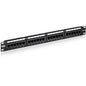 TRENDnet 24-Port Cat5-5e RJ-45 UTP Unshielded Patch Panel, Wallmount or Rackmount, 100Mhz, Color-Coded Labeling, Cat5,Cat5e,Cat4,Cat3 Compatible, 1U Rackmount, Black, TC-P24C5E - Cat5/5e 24-port Unshielded Patch Panel - PuriLite