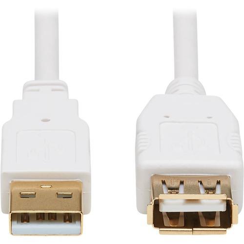 Tripp Lite Safe-IT USB-A Antibacterial Extension Cable (M/F), USB 2.0, White, 3 ft. - 3 ft USB Data Transfer Cable for Computer, Notebook, Multimedia Device, Printer, Modem, Keyboard, External Hard Drive, Peripheral Device, Hub - First End: 1 x Type A Ma - PuriLite