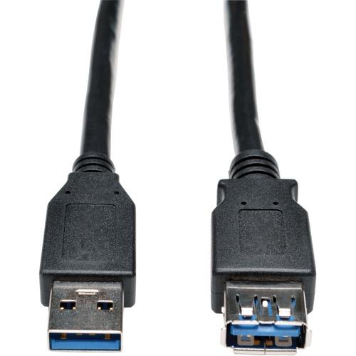 Tripp Lite USB 3.0 SuperSpeed Extension Cable (AA M/F) Black, 6-ft - 6 ft USB Data Transfer/Power Cable - First End: 1 x Type A Male USB - Second End: 1 x Type A Female USB - Extension Cable - Black - PuriLite