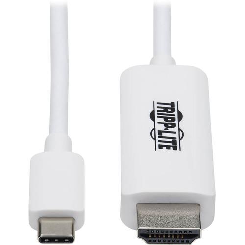 Tripp Lite U444-003-HWE USB-C to HDMI Adapter Cable, M/M, White, 3 ft. - 3 ft HDMI/USB-C A/V Cable for Audio/Video Device, Monitor, Notebook, Tablet, MacBook Pro, Projector, TV, Gaming Computer, HDTV, Smartphone, Audio/Video Box, ... - First End: 1 x Typ - PuriLite