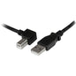 StarTech.com 1m USB 2.0 A to Left Angle B Cable - M/M - 3.3 ft USB Data Transfer Cable for Printer, Scanner, Hard Drive - First End: 1 x Type A Male USB - Second End: 1 x Type B Male USB - Shielding - Nickel Plated Connector - Black - 1 - PuriLite