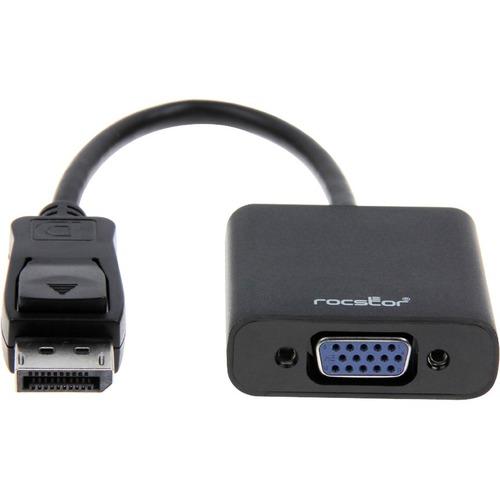Rocstor DisplayPort to VGA Video Adapter Converter - 5.9" DisplayPort/VGA Video Cable for Video Device, Desktop Computer, Notebook, Projector, Monitor, HDTV - First End: 1 x DisplayPort Male Video - Second End: 1 x HD-15 Female VGA - Supports up to 1920 - PuriLite
