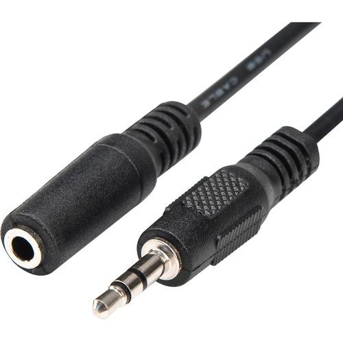 Rocstor 6ft 3.5mm Stereo Extension Audio Cable - 6 ft Mini-phone Audio Cable for Speaker, Computer, Audio Device - First End: 1 x 3.5mm Male Stereo Audio - Second End: 1 x 3.5mm Female Stereo Audio - Extension Cable - Black - 1 - PuriLite