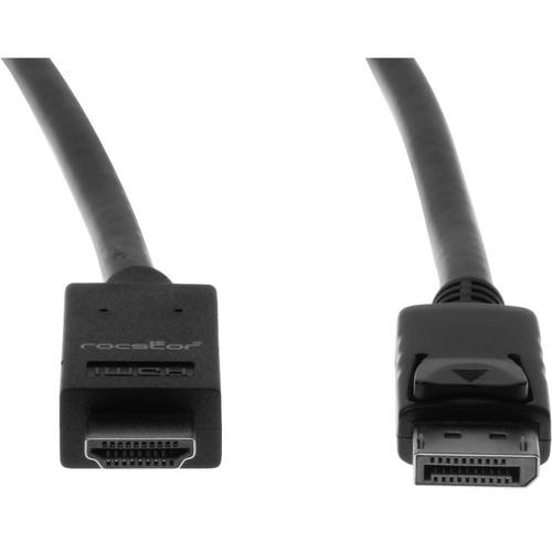 Rocstor Premium DisplayPort to HDMI Converter Cable - 6 ft - 4K - 6 ft DisplayPort/HDMI A/V Cable for Notebook, Projector, Monitor, Ultrabook, TV, Audio/Video Device, Graphics Card, Desktop Computer - First End: 1 x DisplayPort Male Digital Audio/Video - - PuriLite