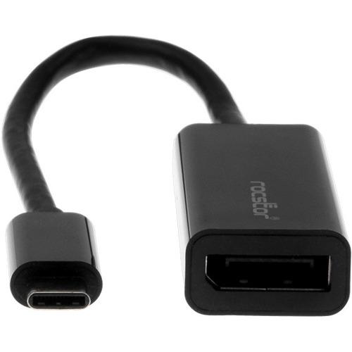 Rocstor Premium USB-C to DP Adapter 6" Adapter Converter - 6" DisplayPort/USB Video/Data Transfer Cable for Projector, Chromebook, Monitor, Notebook, MacBook, MacBook Pro, HDTV, Tablet - First End: 1 x Type C Male USB - Second End: 1 x DisplayPort Female - PuriLite